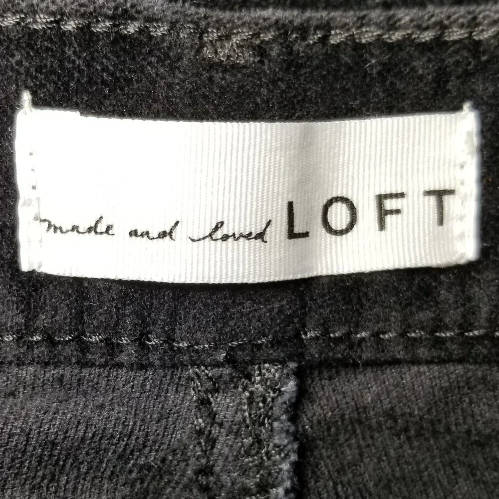 Loft Made and Loved Modern Mid-Rise Black Velour Skinny Pants Womens Size 32 14‎